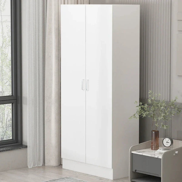 Freestanding 2-Door Bedroom Armoire with Hanging Rod